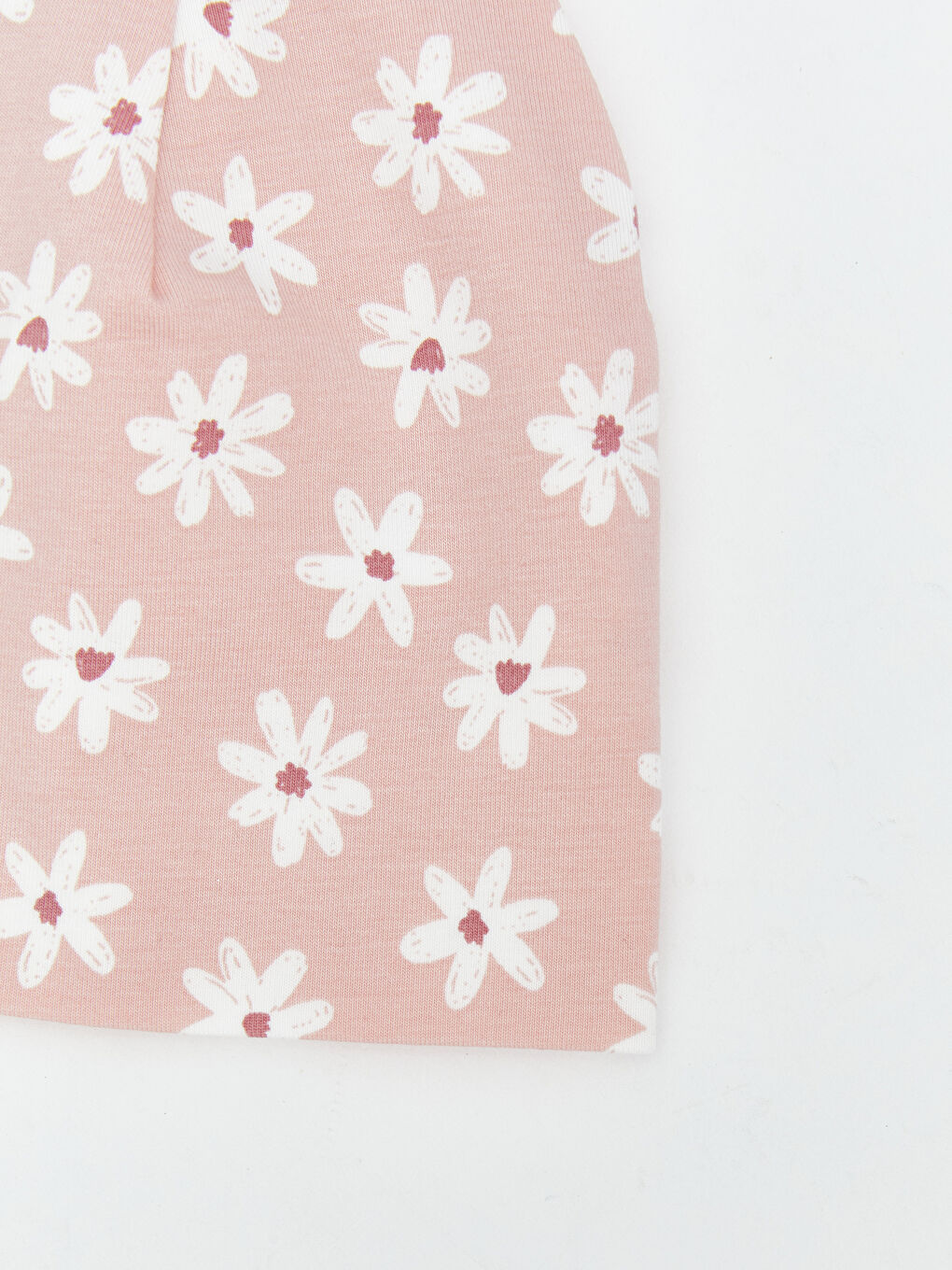 Ekru Çiçek Baskılı Kız Bebek Bere-1