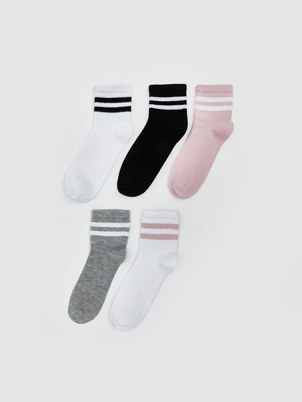 LCW Kids Striped Girls' Ankle Socks 5 Pack -W54086Z4-JYX
