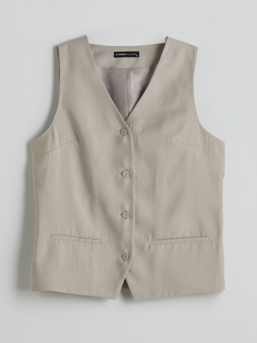 LCWAIKIKI Classic V Neck Women's Classic Waistcoat -W54112Z8-CTL