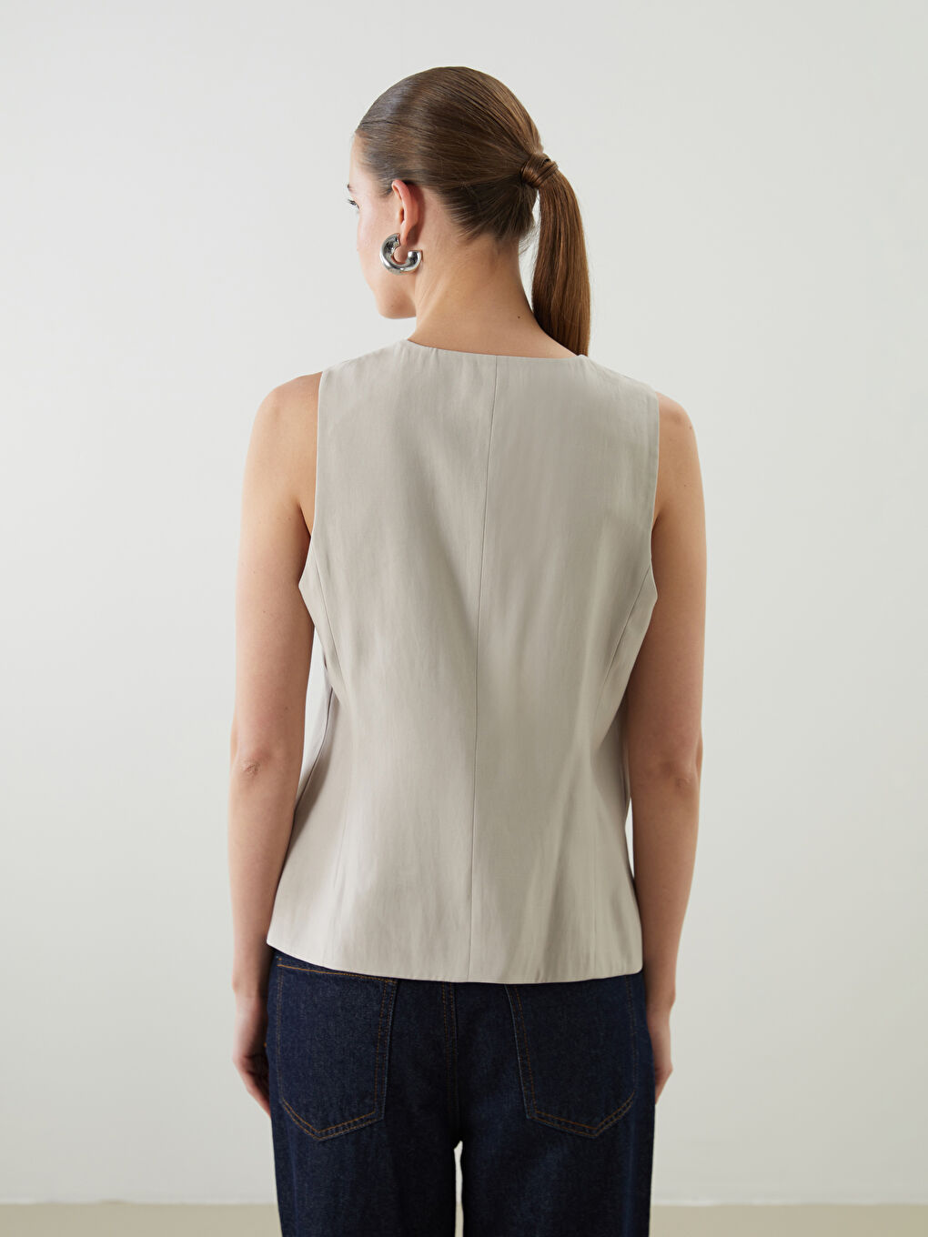 LCWAIKIKI Classic V Neck Women's Classic Waistcoat -W54112Z8-CTL