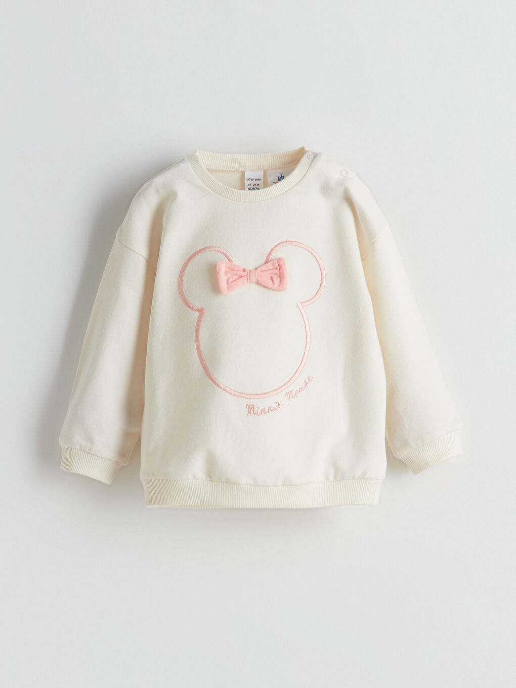 Crew Neck Long Sleeve Minnie Mouse Printed Baby Girls' Pyjama Set-3