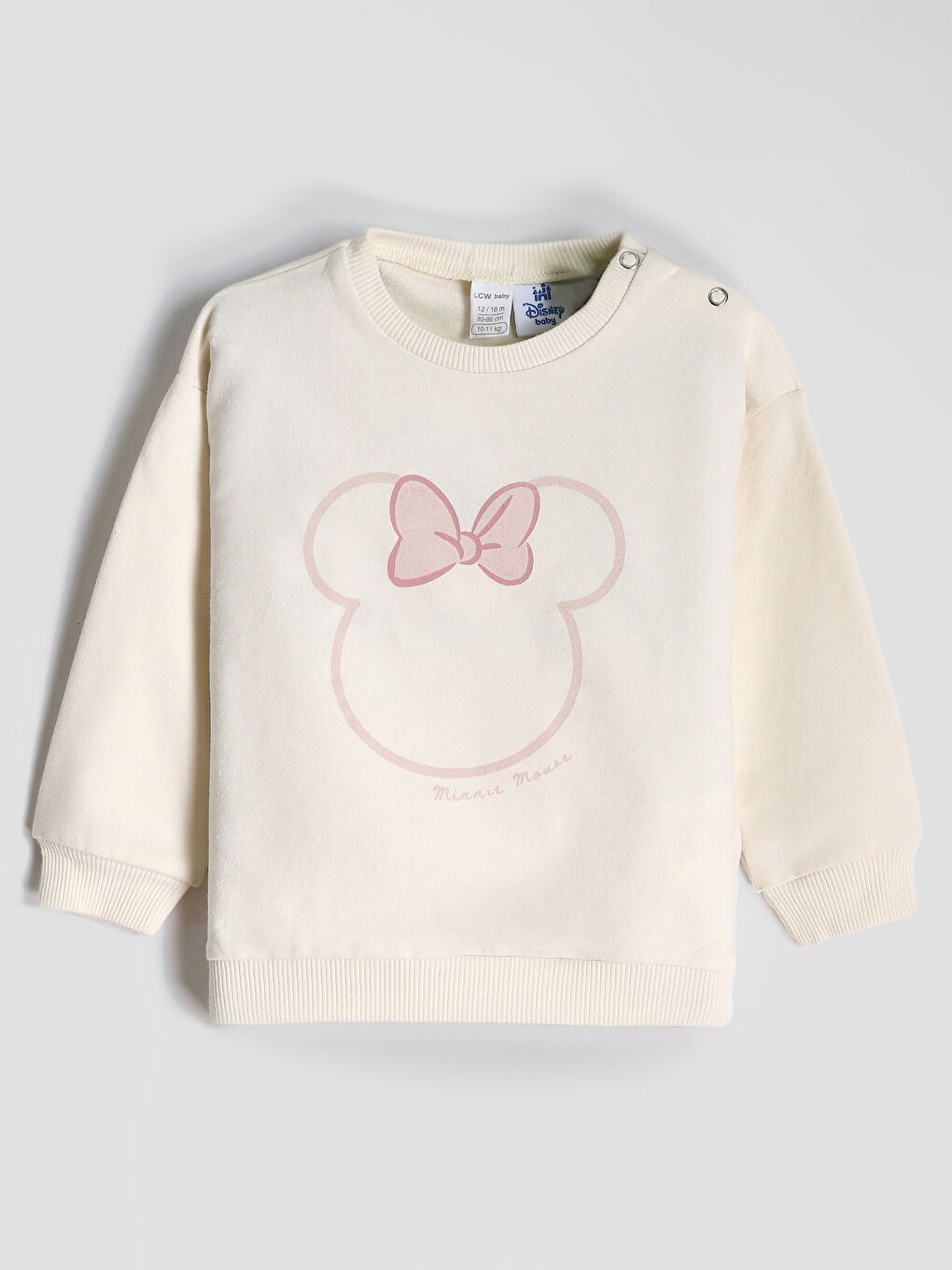 Crew Neck Long Sleeve Minnie Mouse Printed Baby Girls' Pyjama Set-2