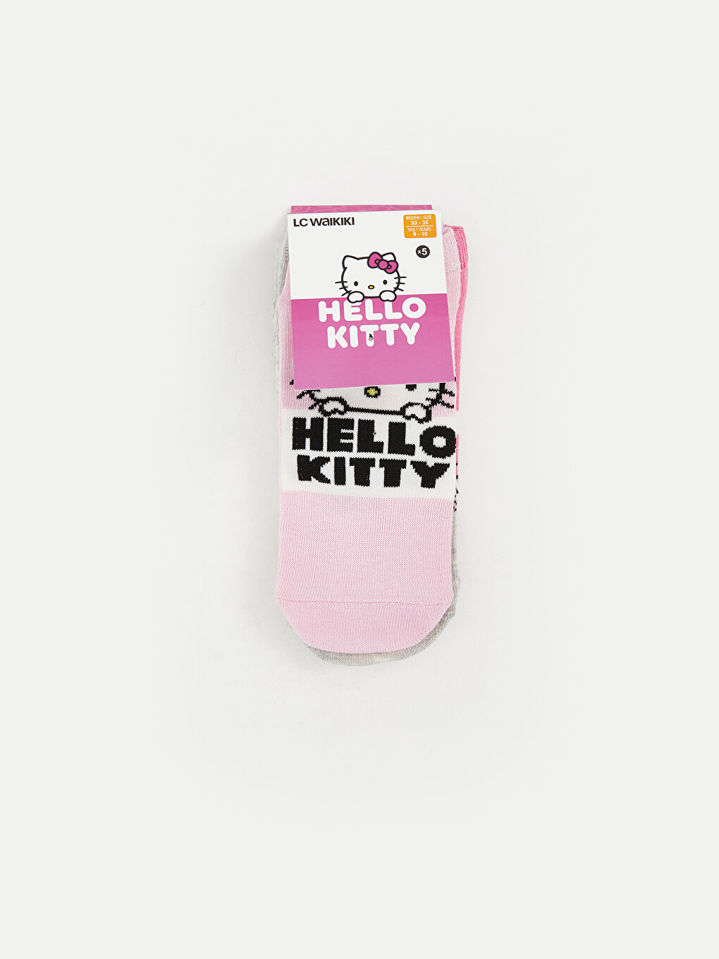 LCW DREAM Hello Kitty Patterned Girls' Trainer Socks 5 Pack -W54138Z4-GAT