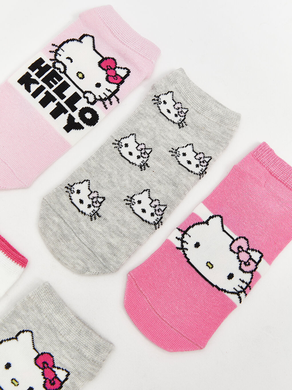 LCW DREAM Hello Kitty Patterned Girls' Trainer Socks 5 Pack -W54138Z4-GAT
