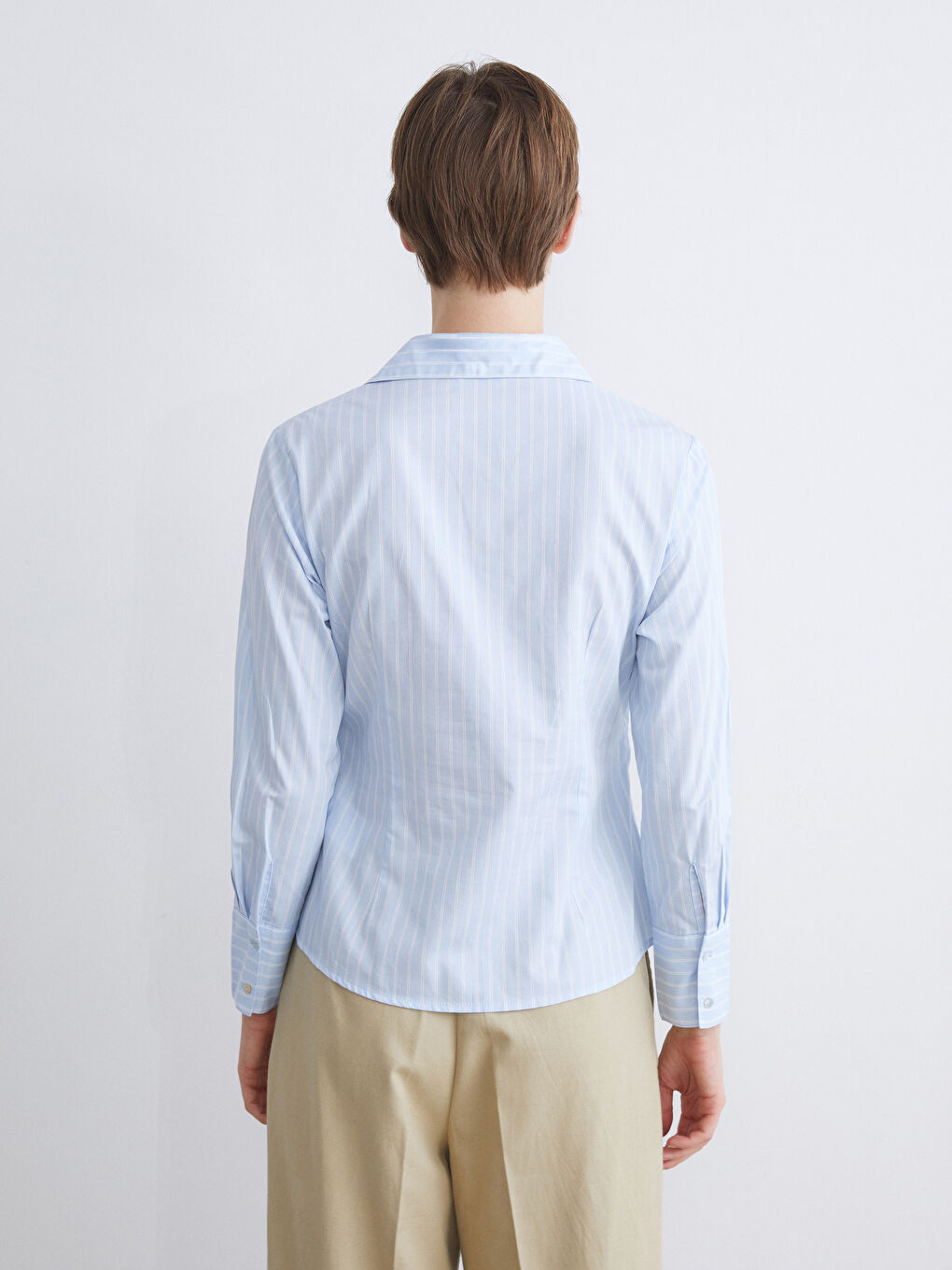 LCWAIKIKI Classic Striped Poplin Women's Shirt -W54149Z8-LEN