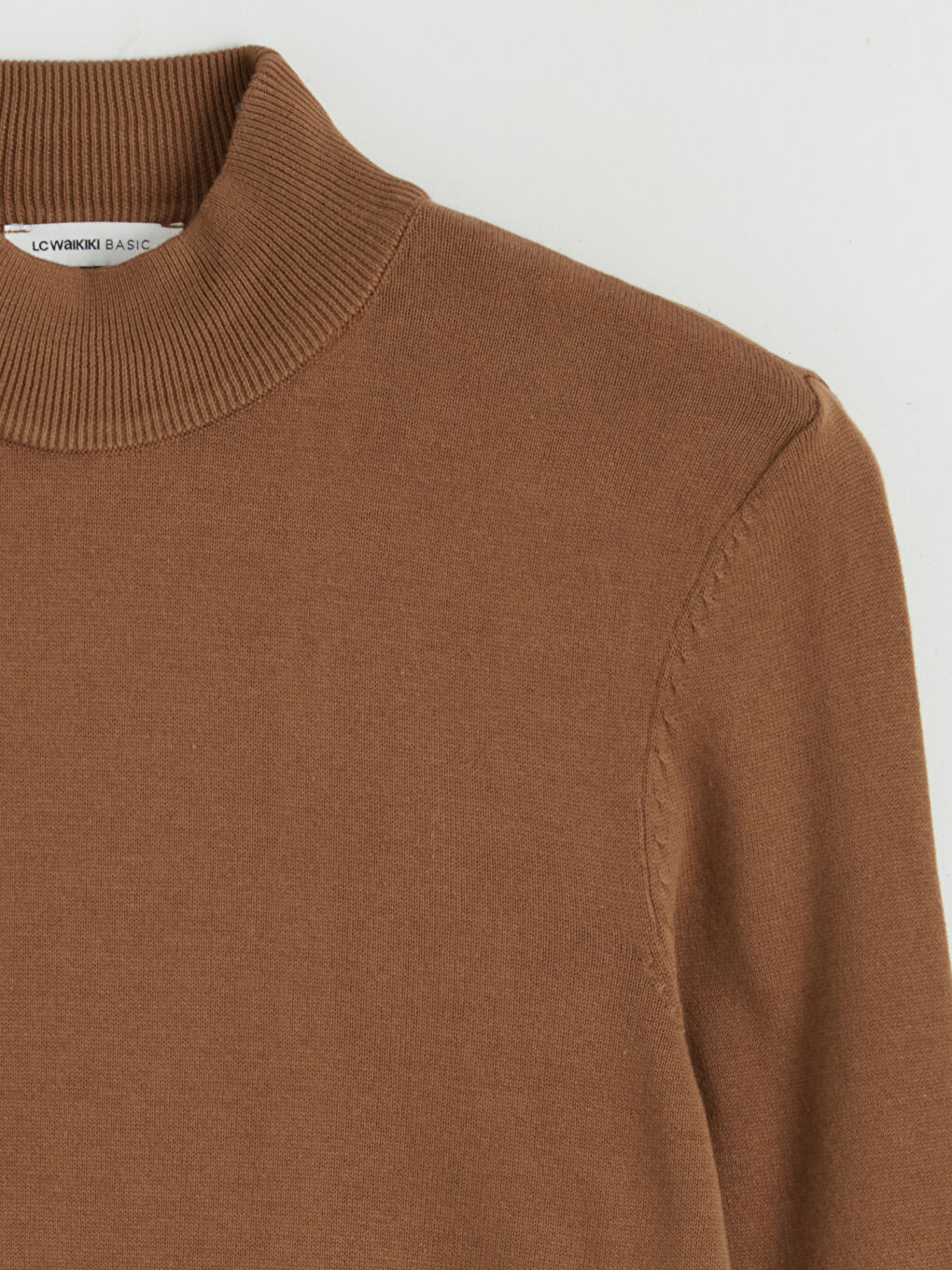 Kahverengi Yarım Balıkçı Yaka Erkek Triko Kazak-5