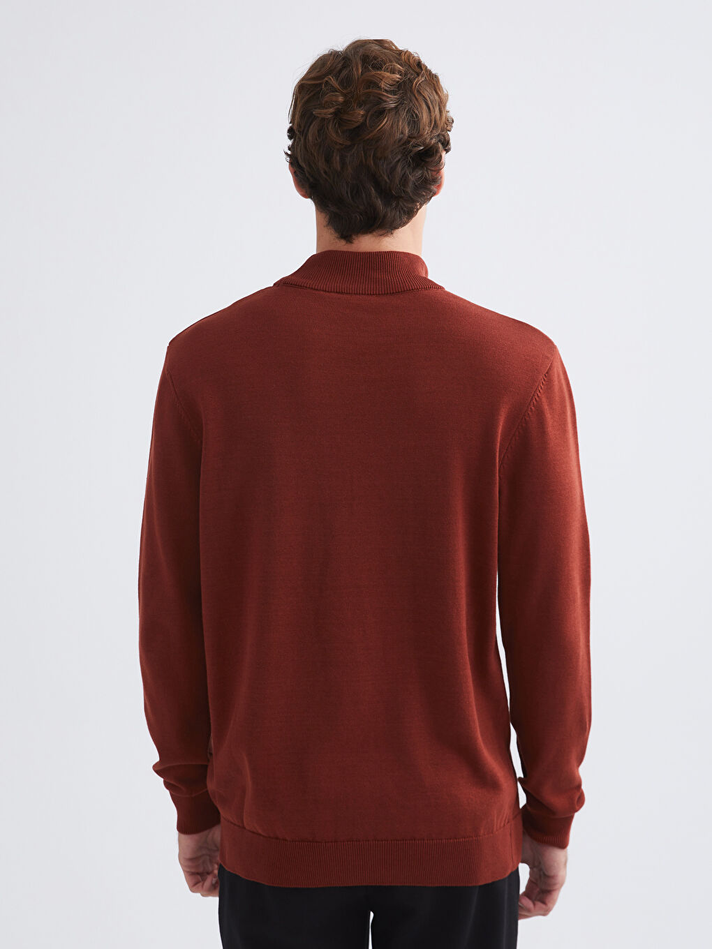 Turuncu Yarım Balıkçı Yaka Erkek Triko Kazak-2