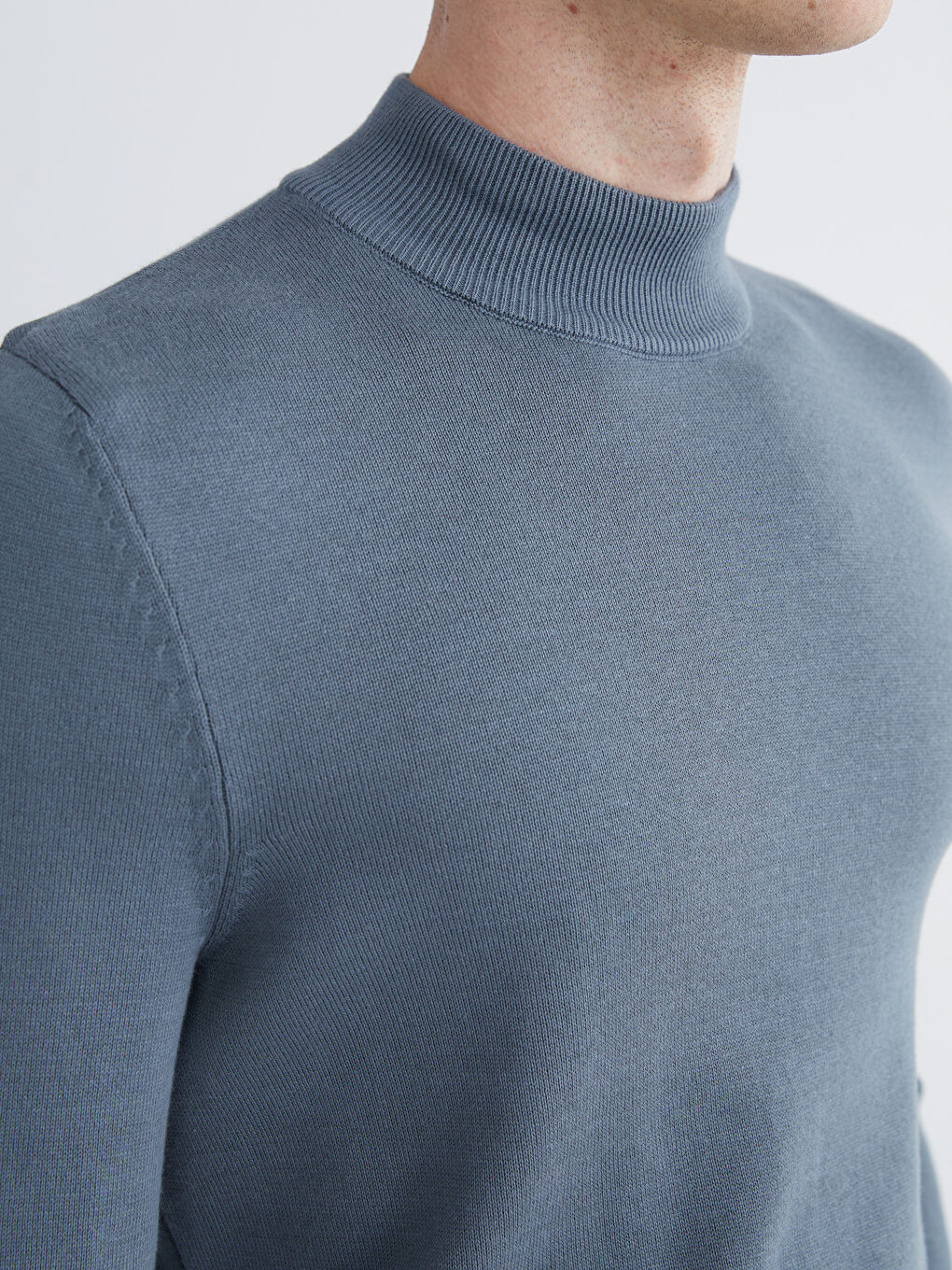 Mavi Yarım Balıkçı Yaka Erkek Triko Kazak-2