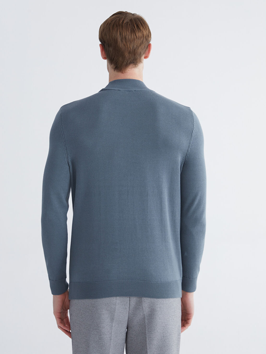 Mavi Yarım Balıkçı Yaka Erkek Triko Kazak-3