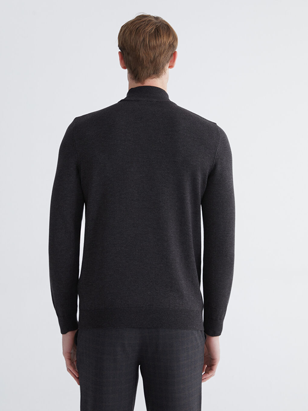 Antrasit Yarım Balıkçı Yaka Erkek Triko Kazak-3