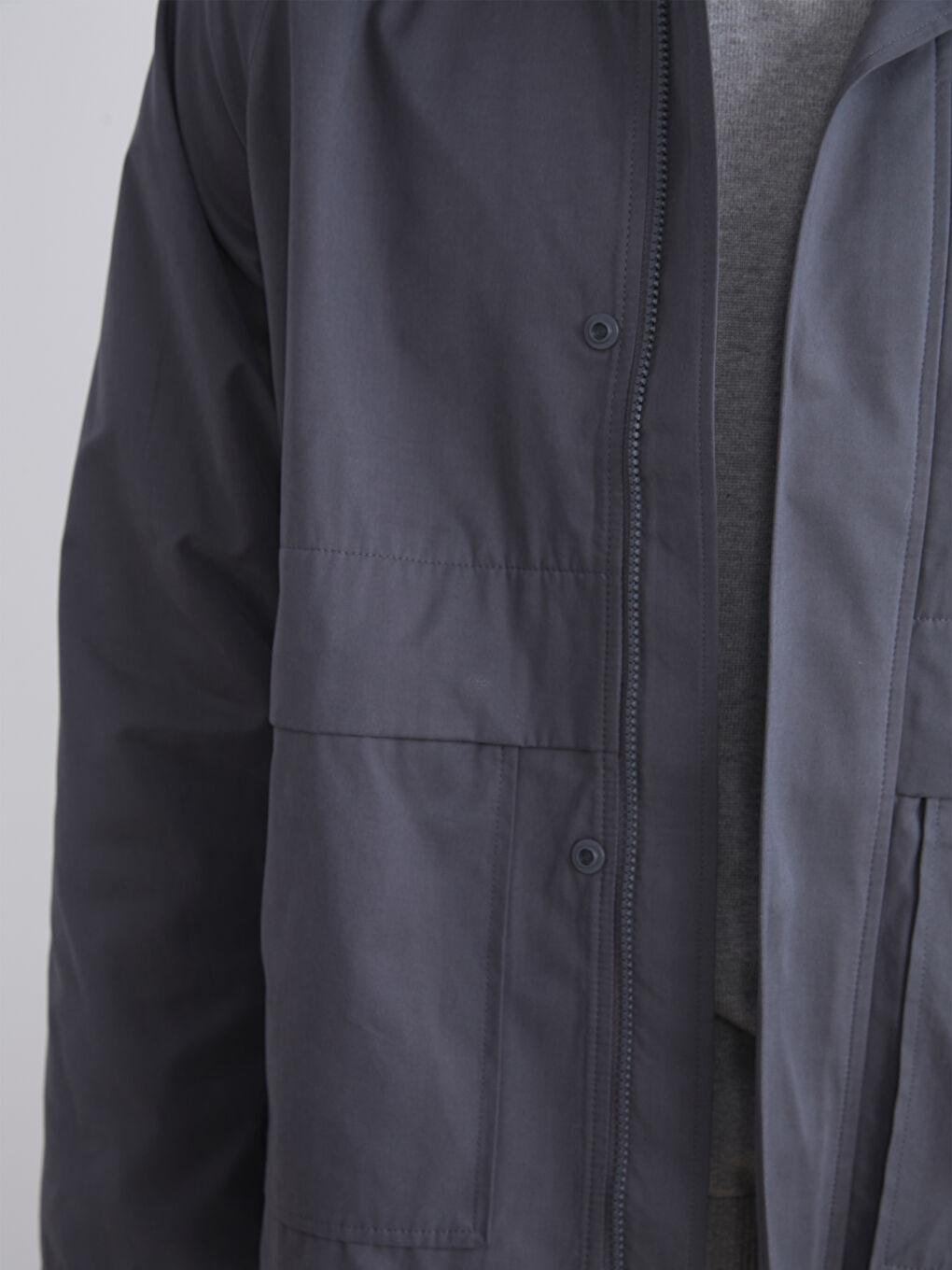 Antrasit Fitilli Kadife Yakalı Erkek İnce Mont-2