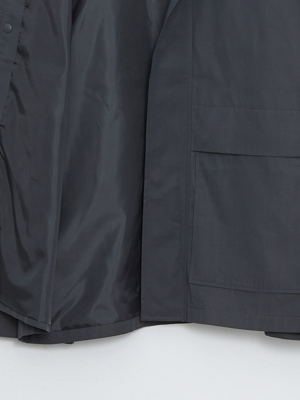 Antrasit Fitilli Kadife Yakalı Erkek İnce Mont-6