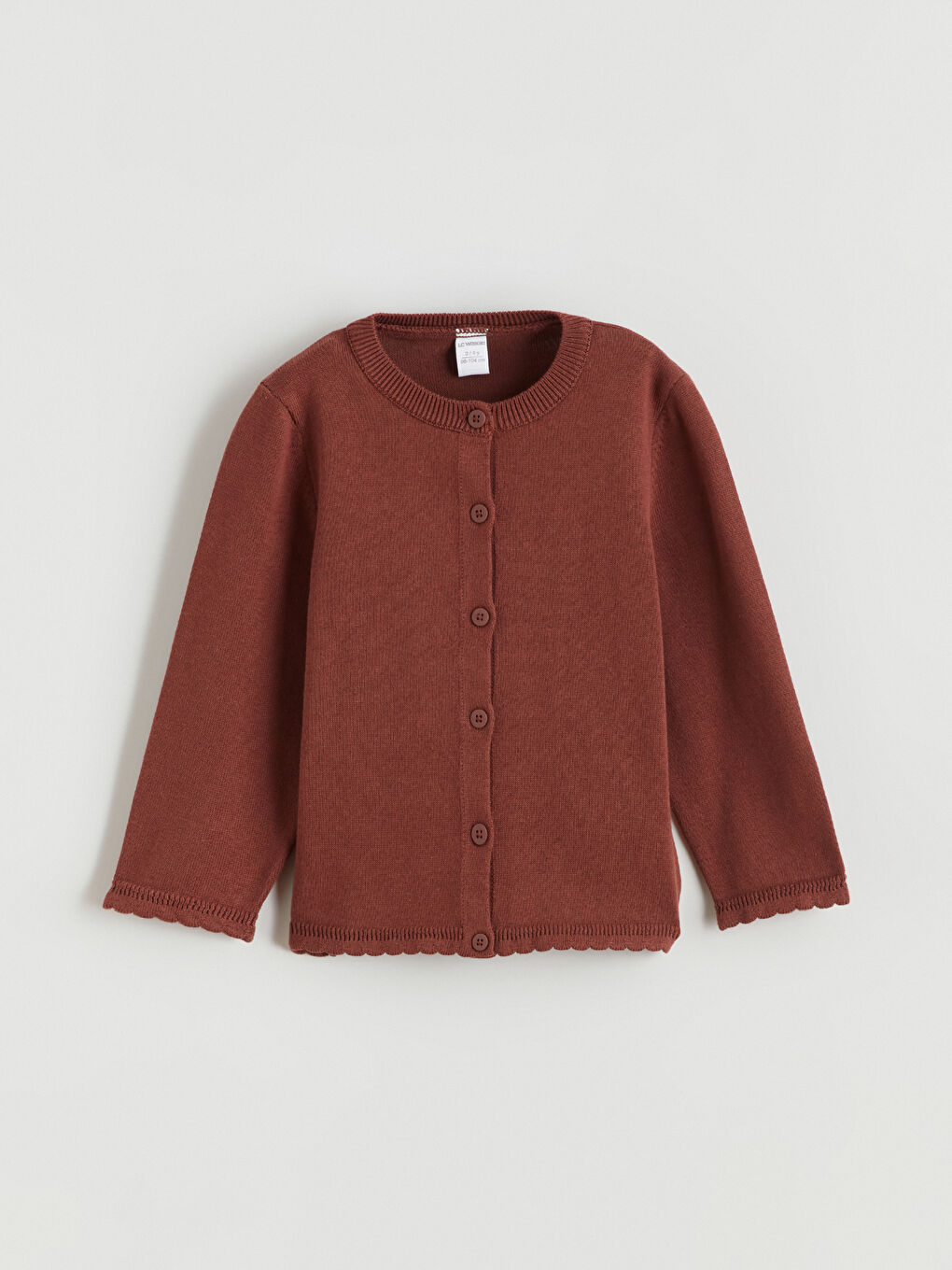 Crew Neck Girls Knitted Cardigan