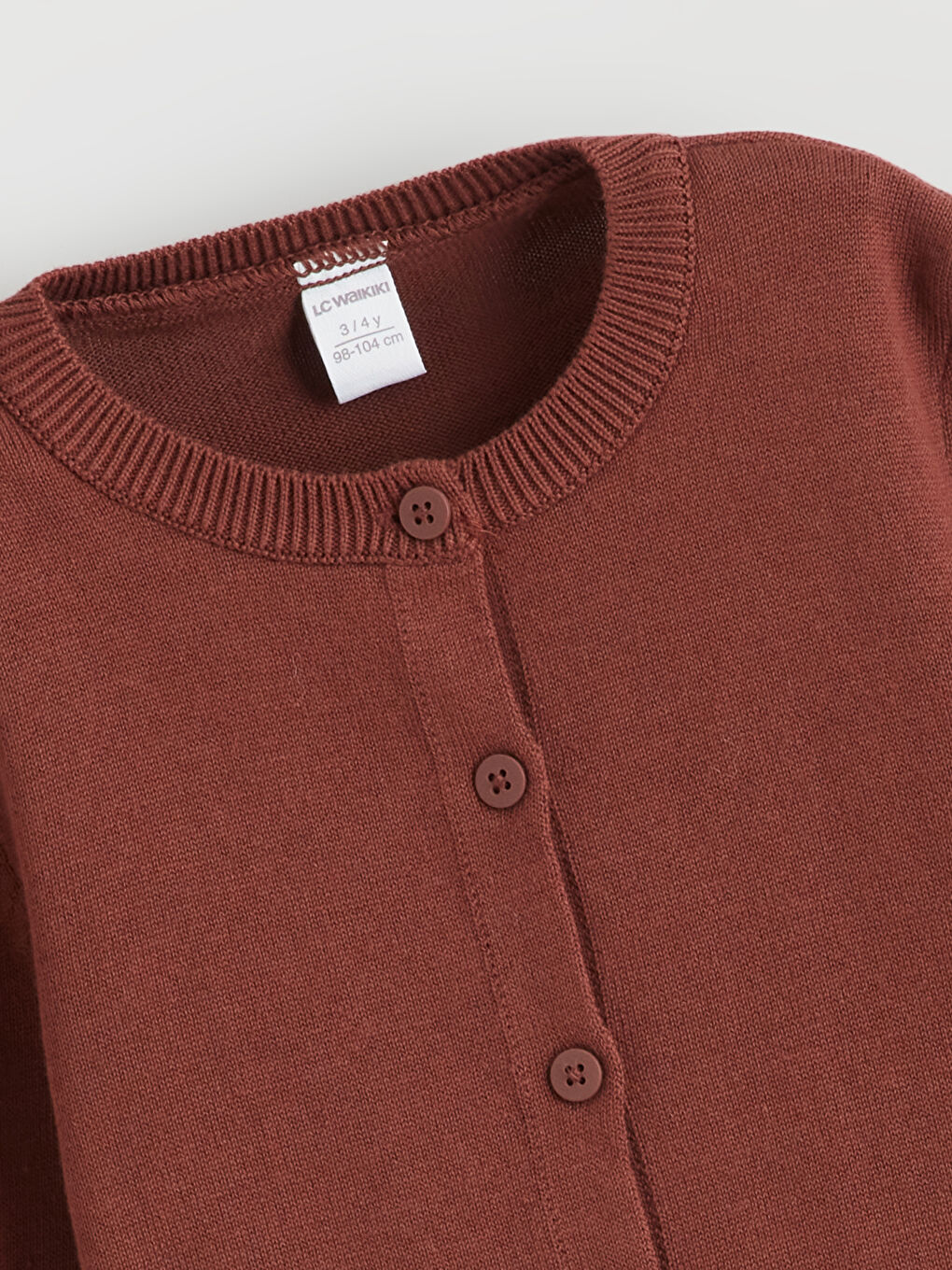 Crew Neck Girls Knitted Cardigan-1