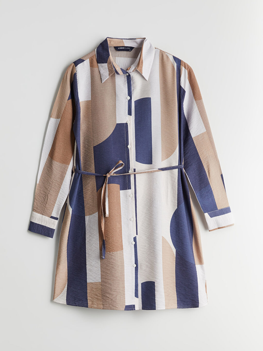 LCWAIKIKI Classic Patterned Women's Shirt Tunic with Sash -W54164Z8-LSJ