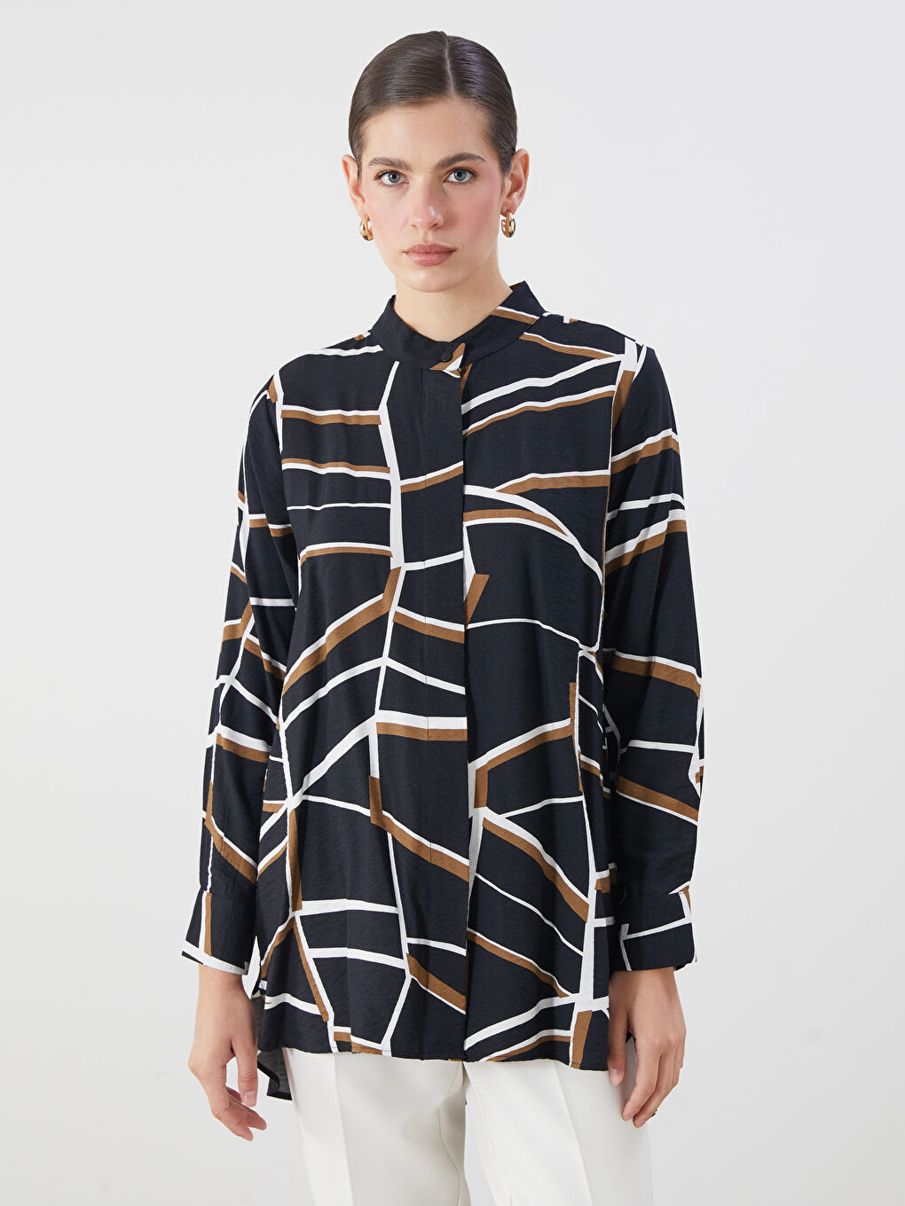LCWAIKIKI Classic Patterned Women's Shirt Tunic -W54165Z8-LQJ