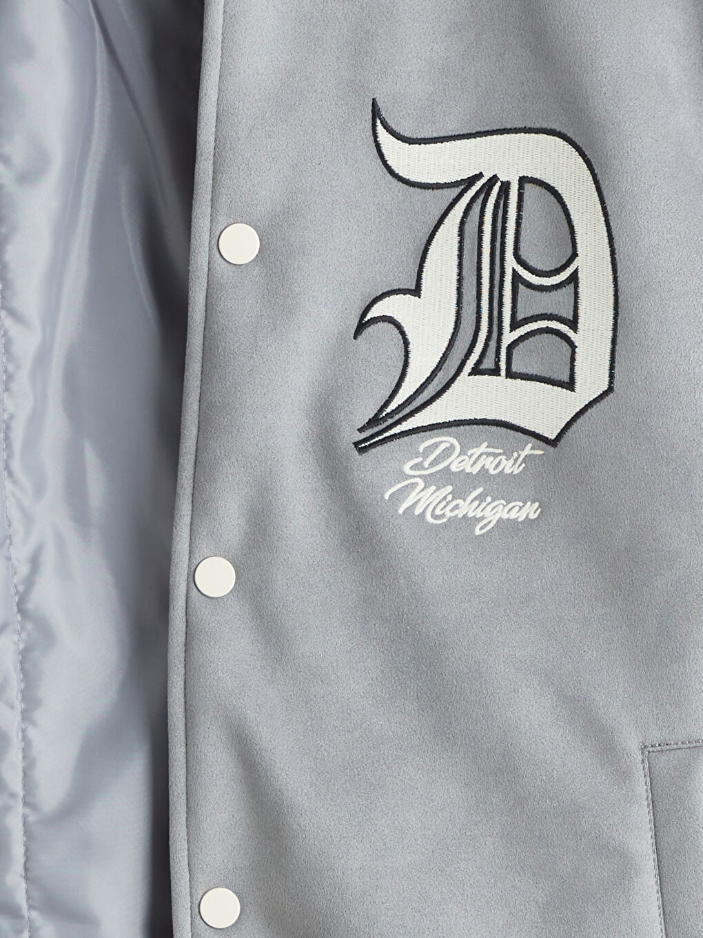 Gri Standart Kalıp Uzun Kollu Süet Erkek Kolej Ceket-6