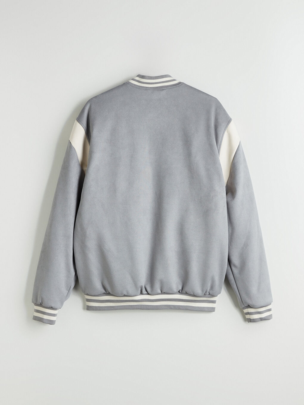 Gri Standart Kalıp Uzun Kollu Süet Erkek Kolej Ceket-7