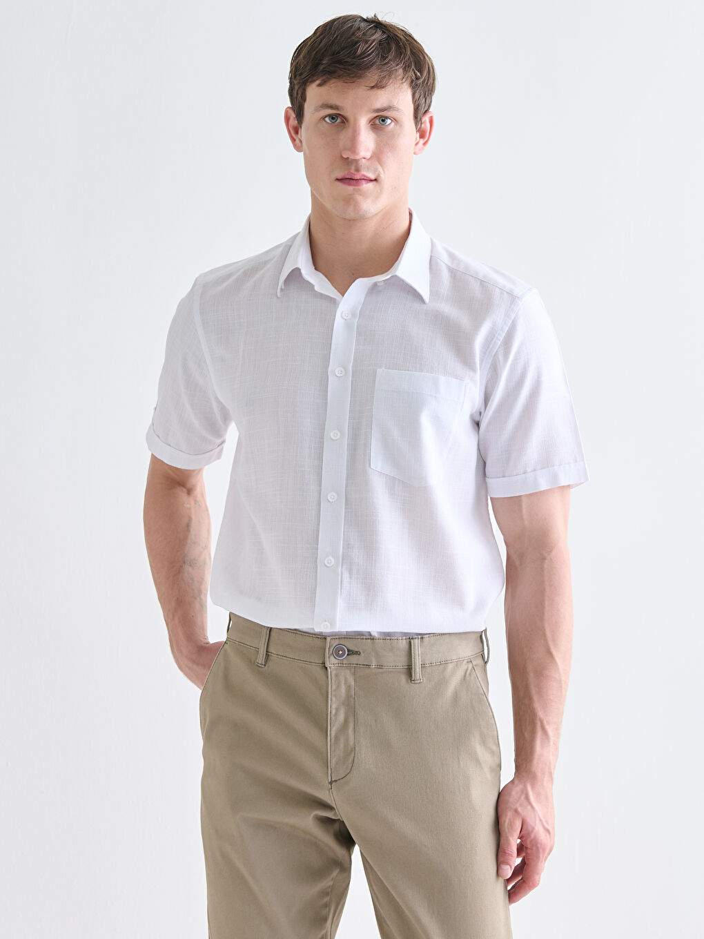 Regular Fit Short Sleeve Dobby Men's Shirt