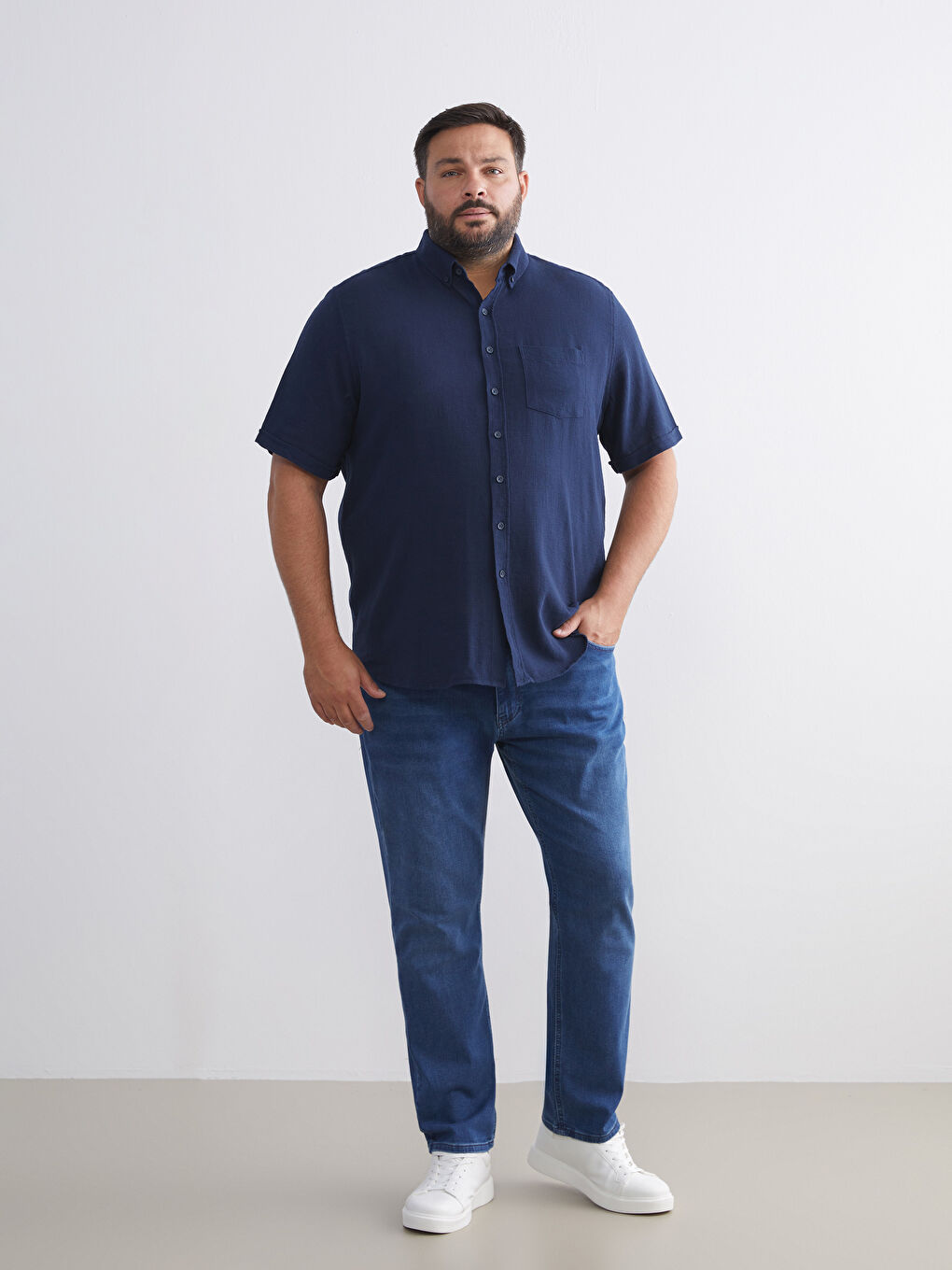 Regular Fit Short Sleeve Dobby Men's Shirt-5