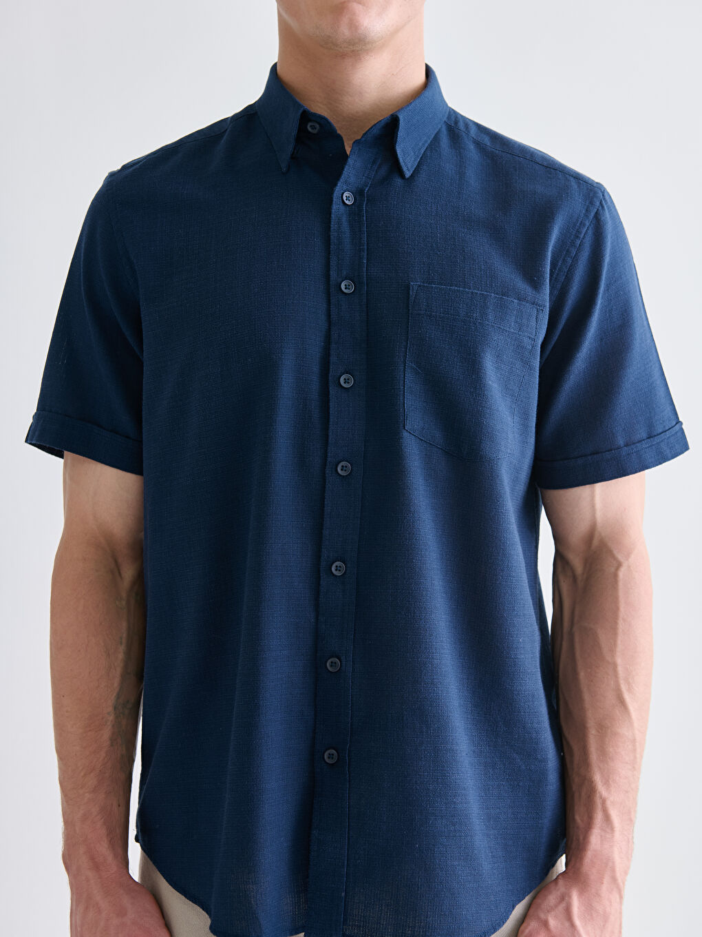 Regular Fit Short Sleeve Dobby Men's Shirt-3