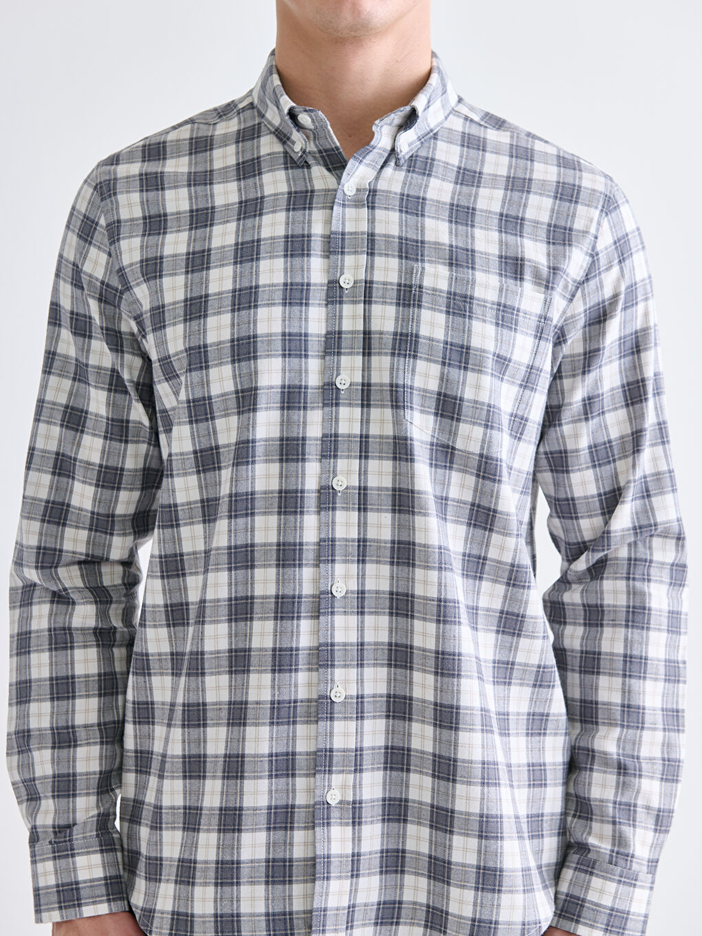 Regular Fit Long Sleeve Plaid Men's Shirt-2