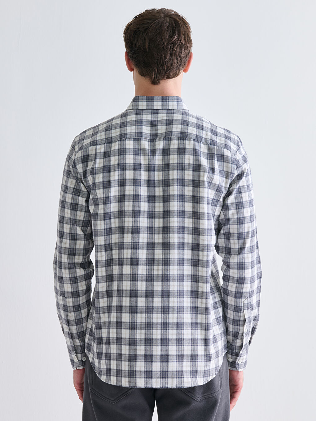 Regular Fit Long Sleeve Plaid Men's Shirt-3