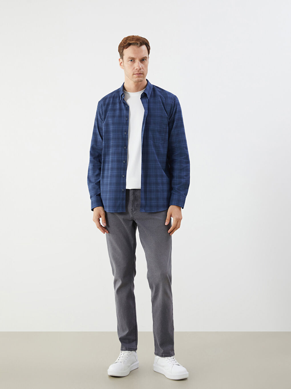 LCWAIKIKI Classic Regular Fit Long Sleeve Plaid Men's Shirt -W54206Z8-LMR
