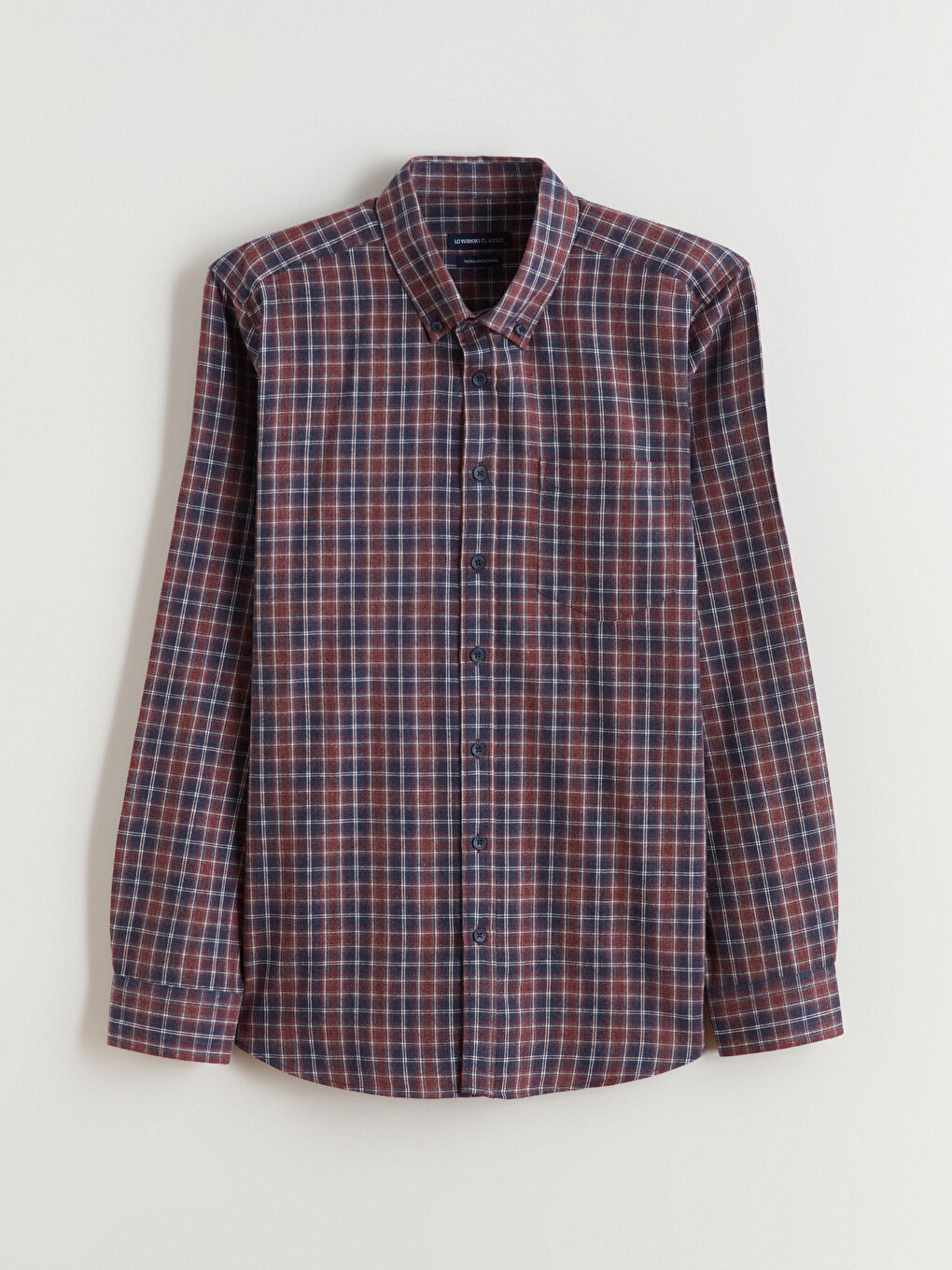 Bordo Regular Fit Uzun Kollu Ekose Erkek Gömlek-4