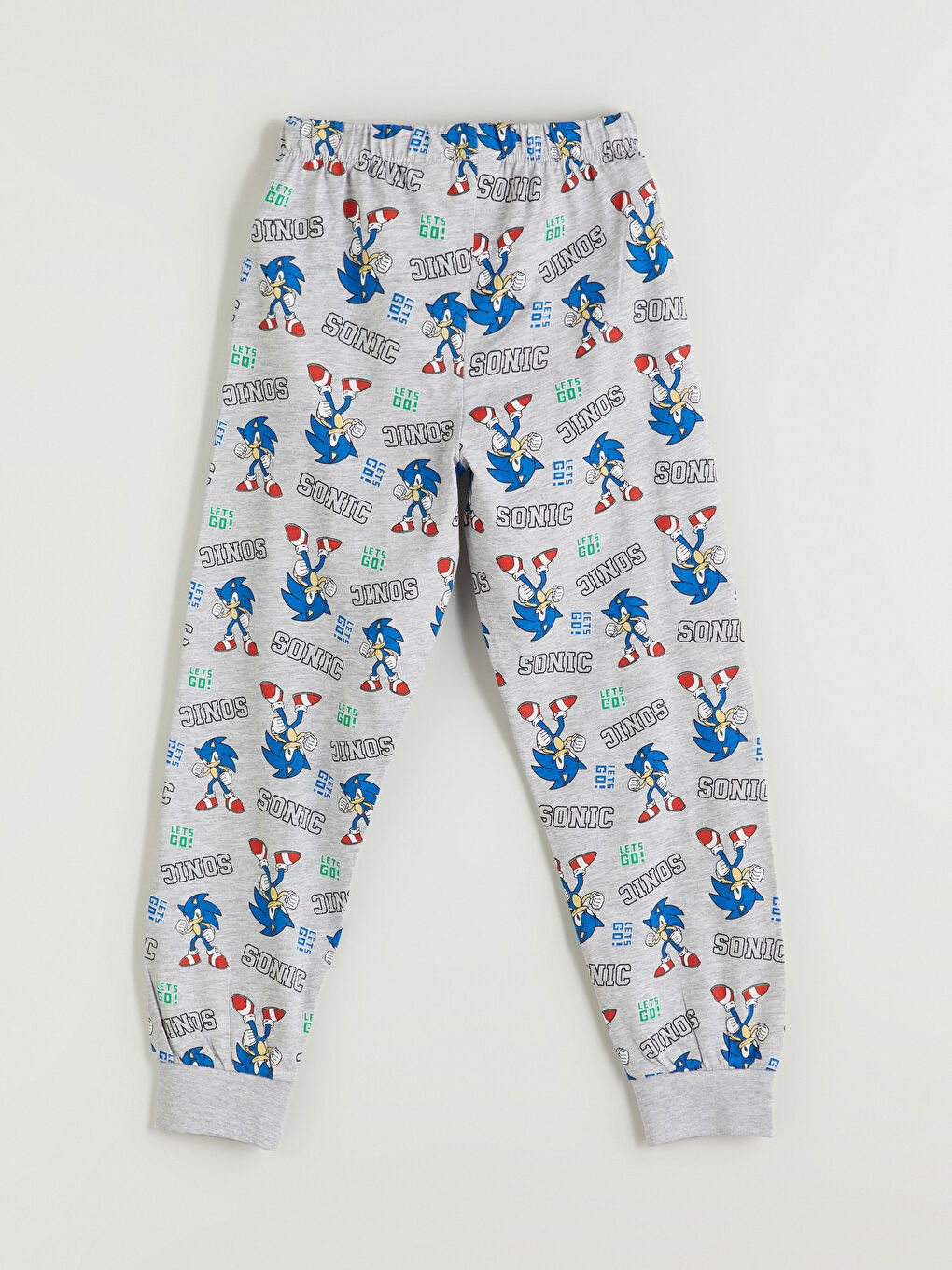 Gri Beli Lastikli Sonic Baskılı Erkek Çocuk Pijama Alt-1