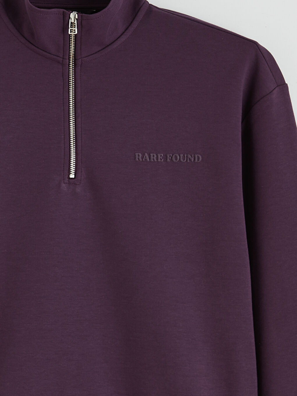 Mor Dik Yaka Baskılı Erkek Sweatshirt-5