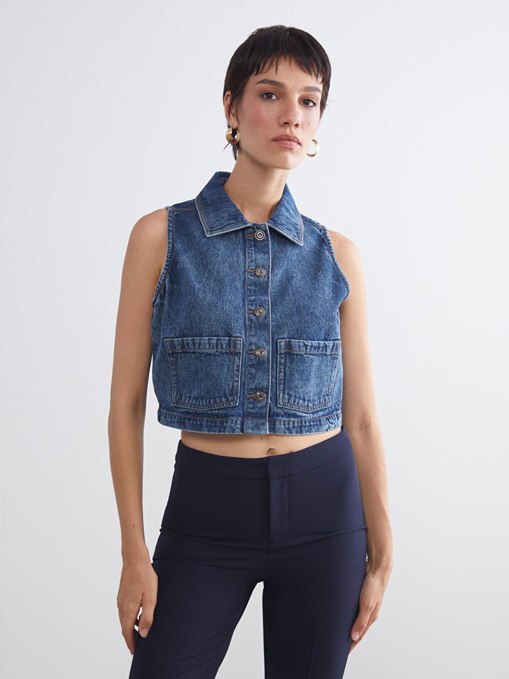 LCW Vision Woman INDIGO Denim Waistcoat -W54284Z8-JVU
