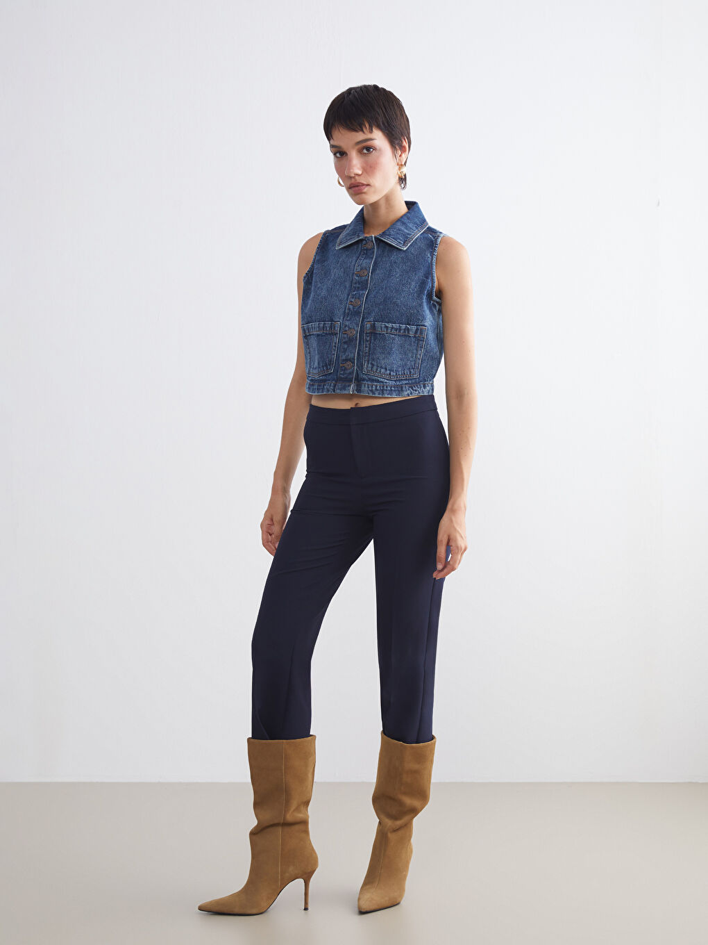 LCW Vision Woman INDIGO Denim Waistcoat -W54284Z8-JVU
