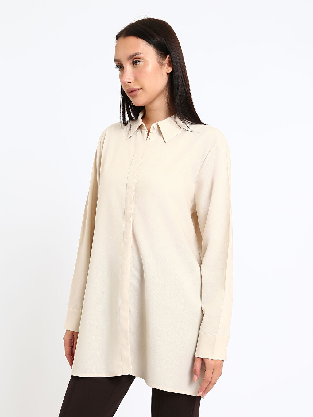 Tunique en chemise en mélange de lin pour Femmes-3