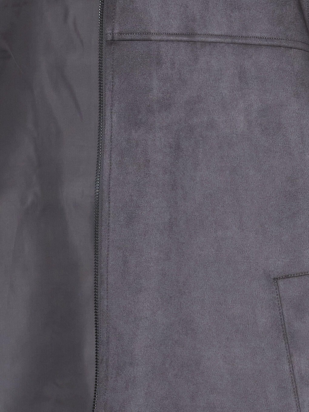 Gri Standart Kalıp Gömlek Yaka Süet Erkek Mont-6