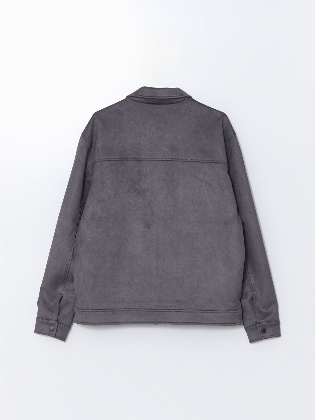 Gri Standart Kalıp Gömlek Yaka Süet Erkek Mont-7