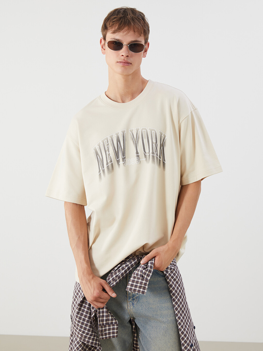 Crew Neck Short Sleeve Printed Men's Sweatshirt