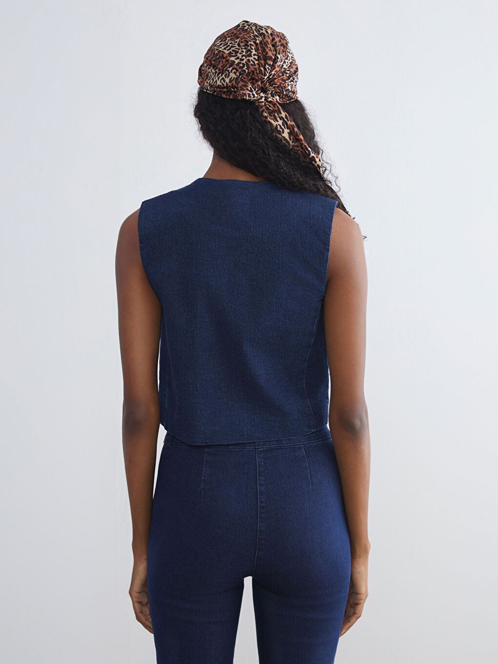 LCW Vision Crew Neck Women's Denim Waistcoat -W54331Z8-309