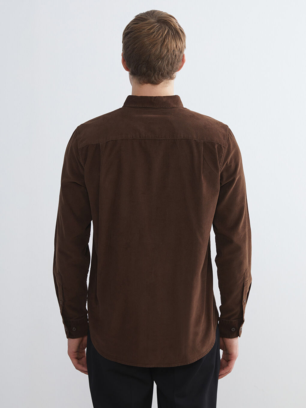 Regular Fit Long Sleeve Velvet Men's Shirt-3