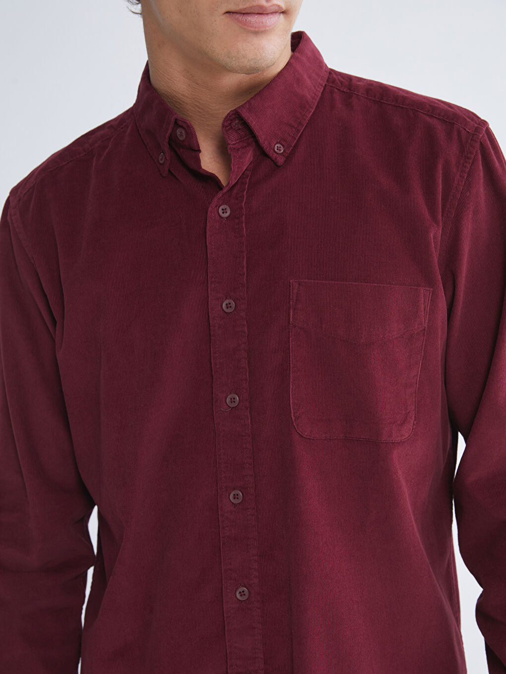 Regular Fit Long Sleeve Velvet Men's Shirt-2
