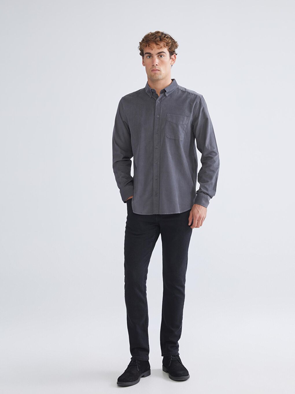 LCWAIKIKI Classic Regular Fit Long Sleeve Velvet Men's Shirt -W54334Z8-ZCT