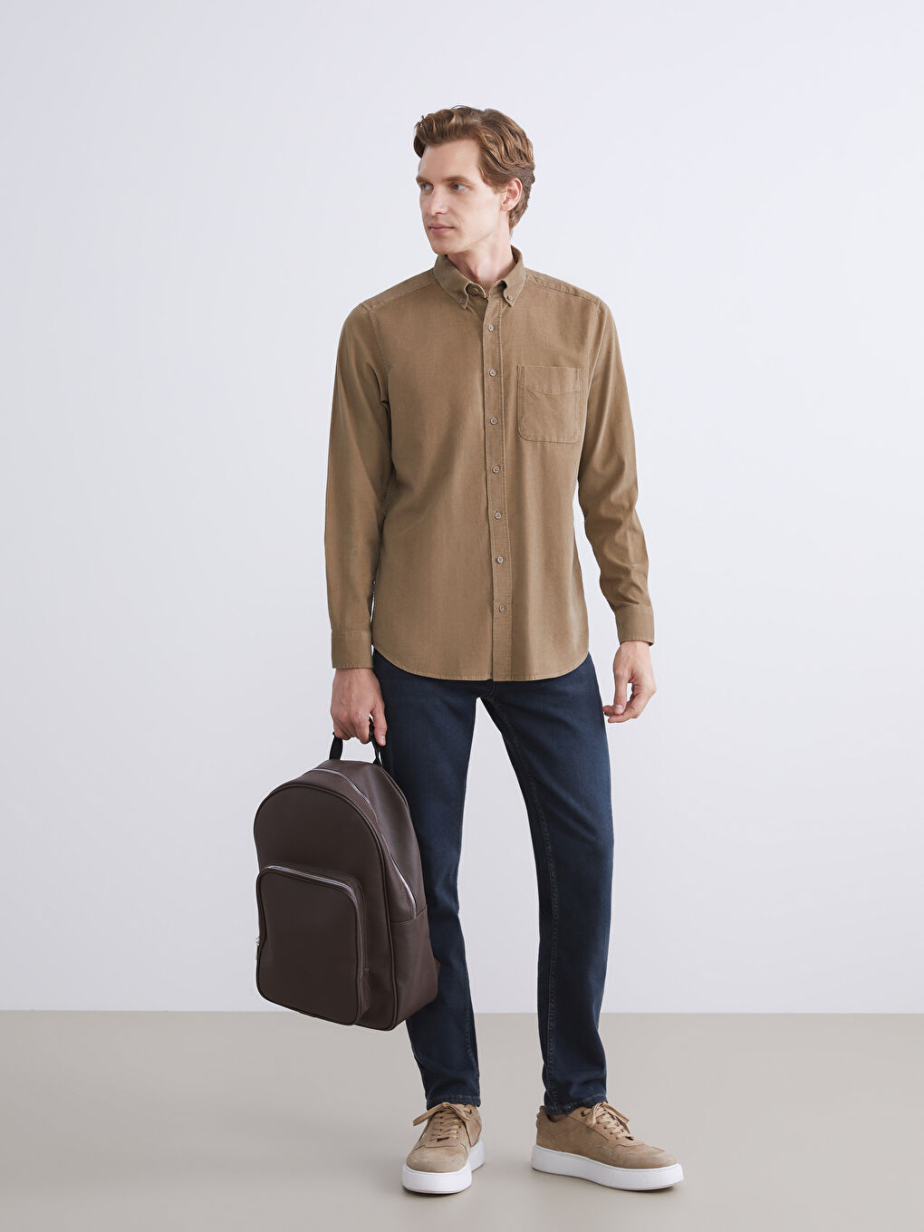 Regular Fit Long Sleeve Velvet Men's Shirt-2