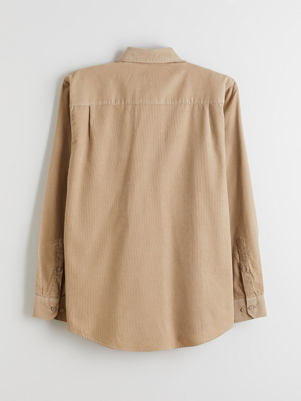 Bej Regular Fit Uzun Kollu Kadife Erkek Gömlek-10