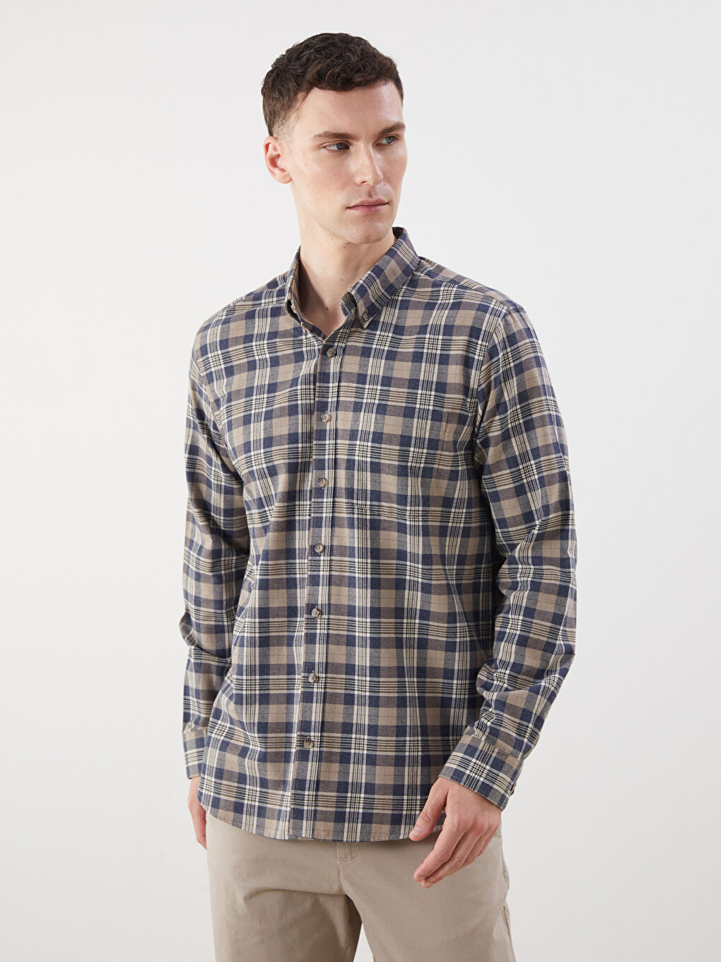 LCWAIKIKI Classic Regular Fit Long Sleeve Plaid Men's Shirt -W54337Z8-LKQ