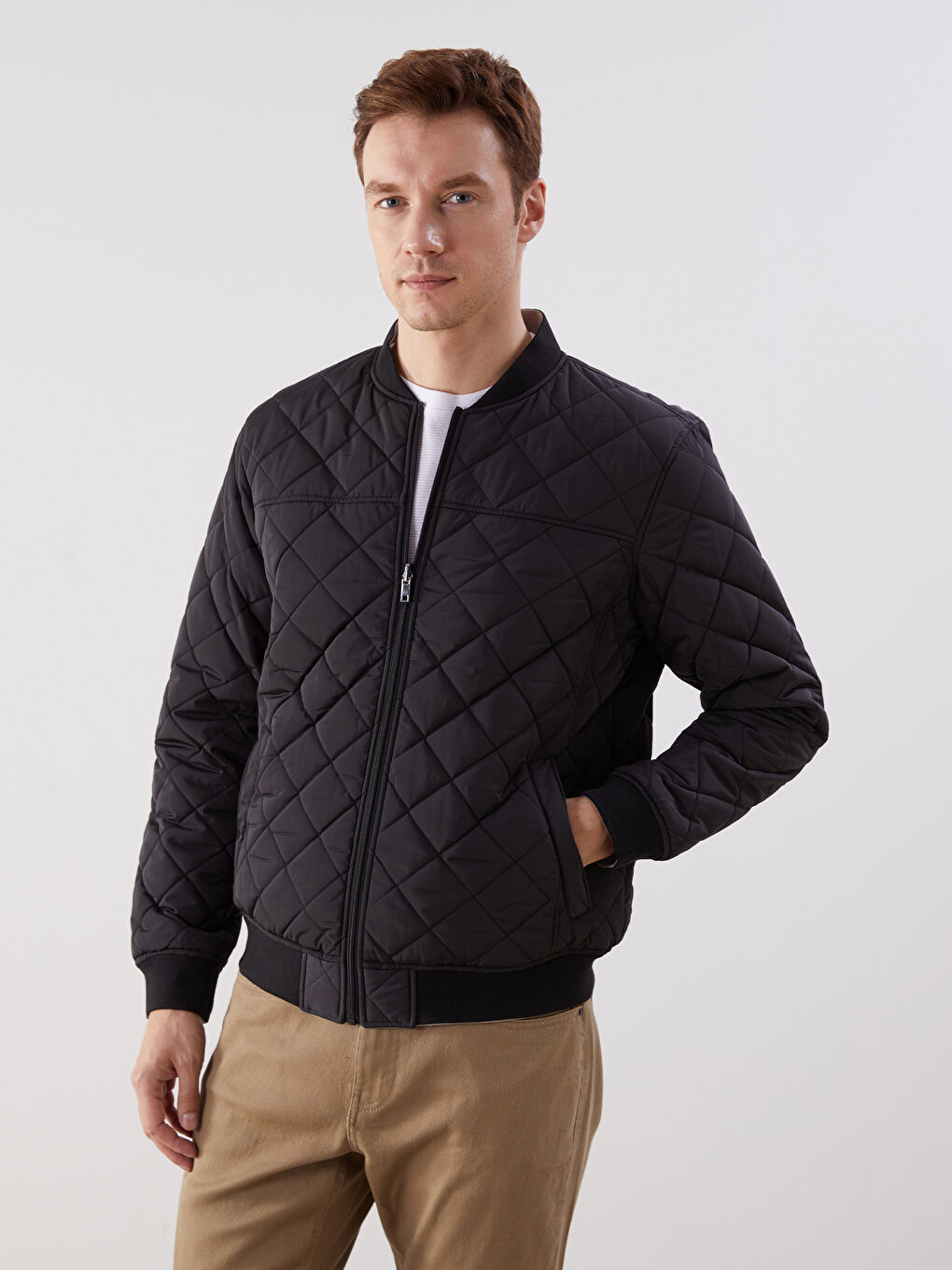 Мужской бомбер стандартного кроя с воротником колледж-2