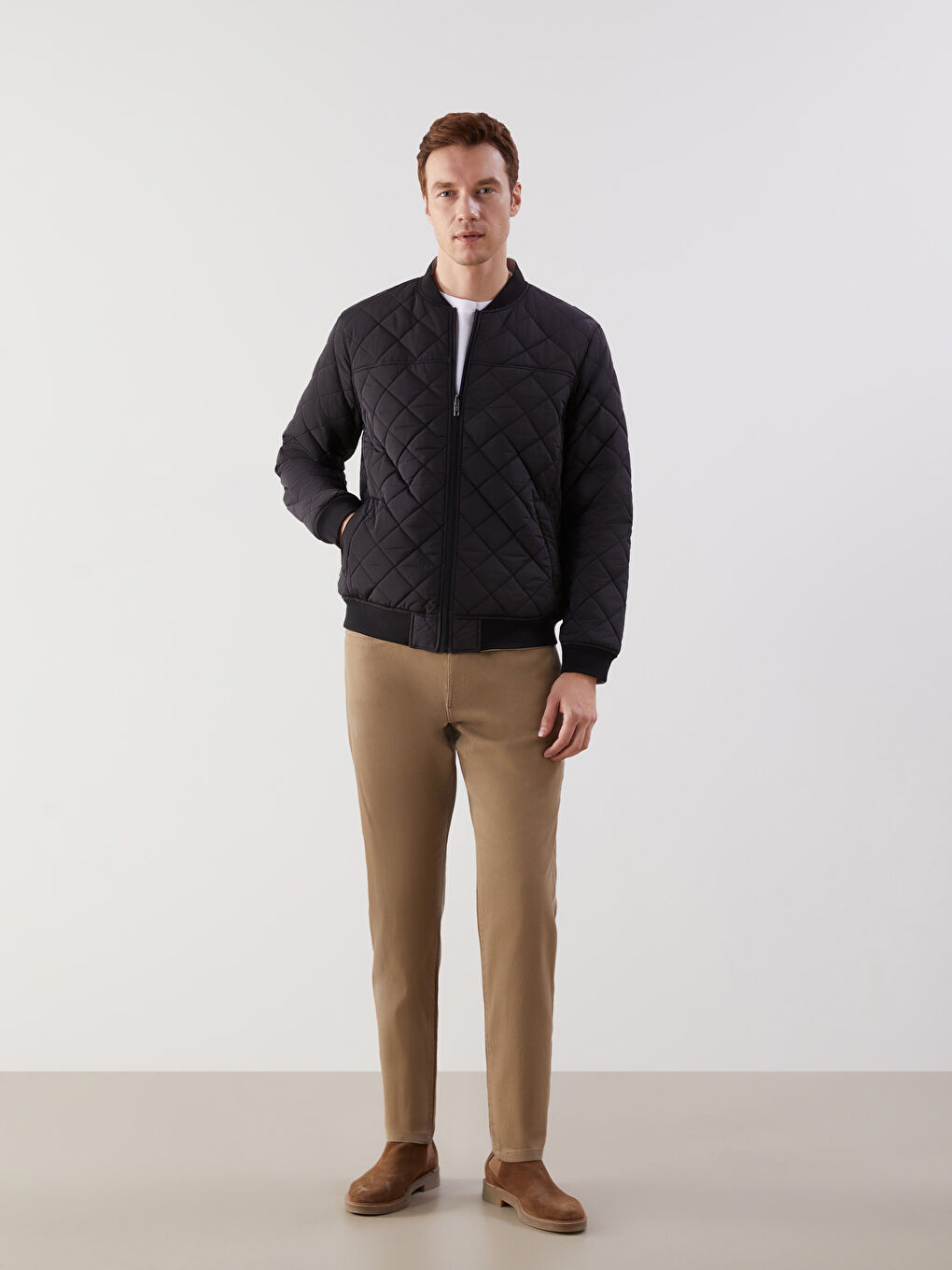 Мужской бомбер стандартного кроя с воротником колледж-3