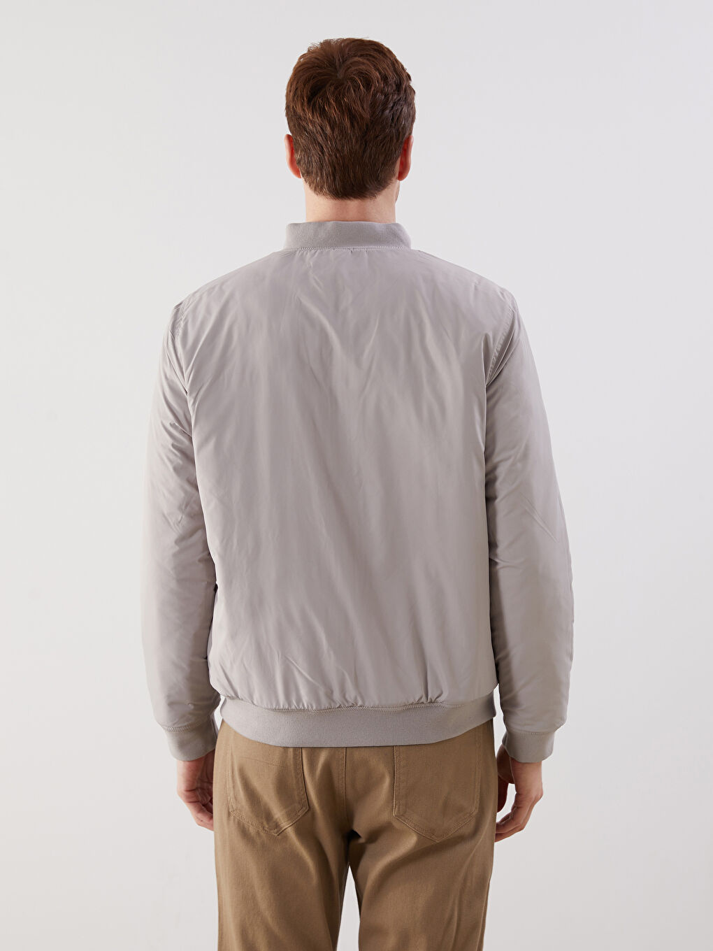 Мужской бомбер стандартного кроя с воротником колледж-5