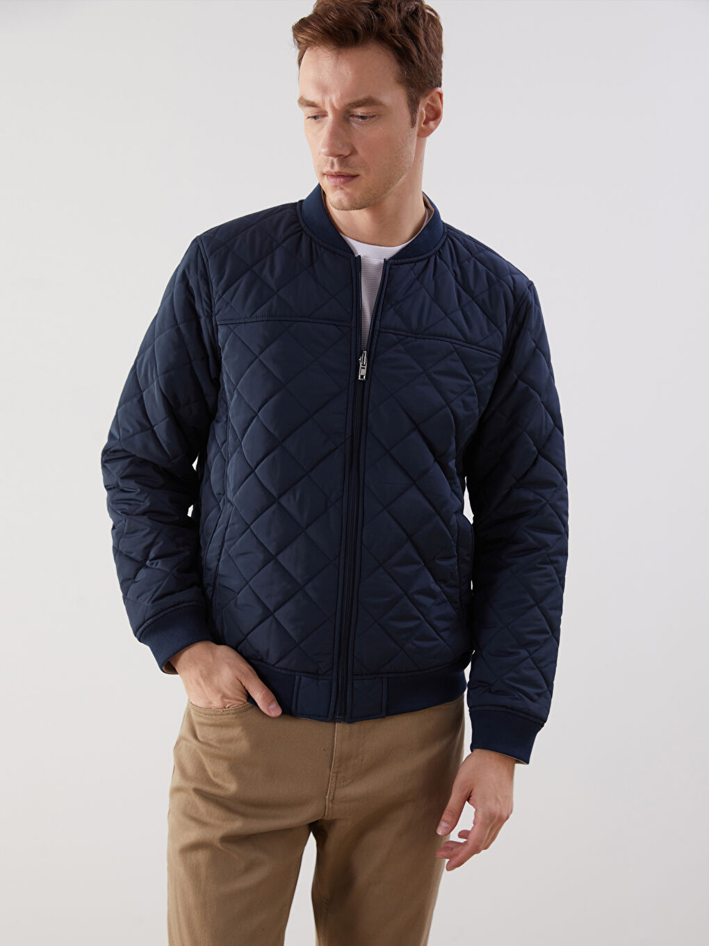 Мужской бомбер стандартного кроя с воротником колледж-2