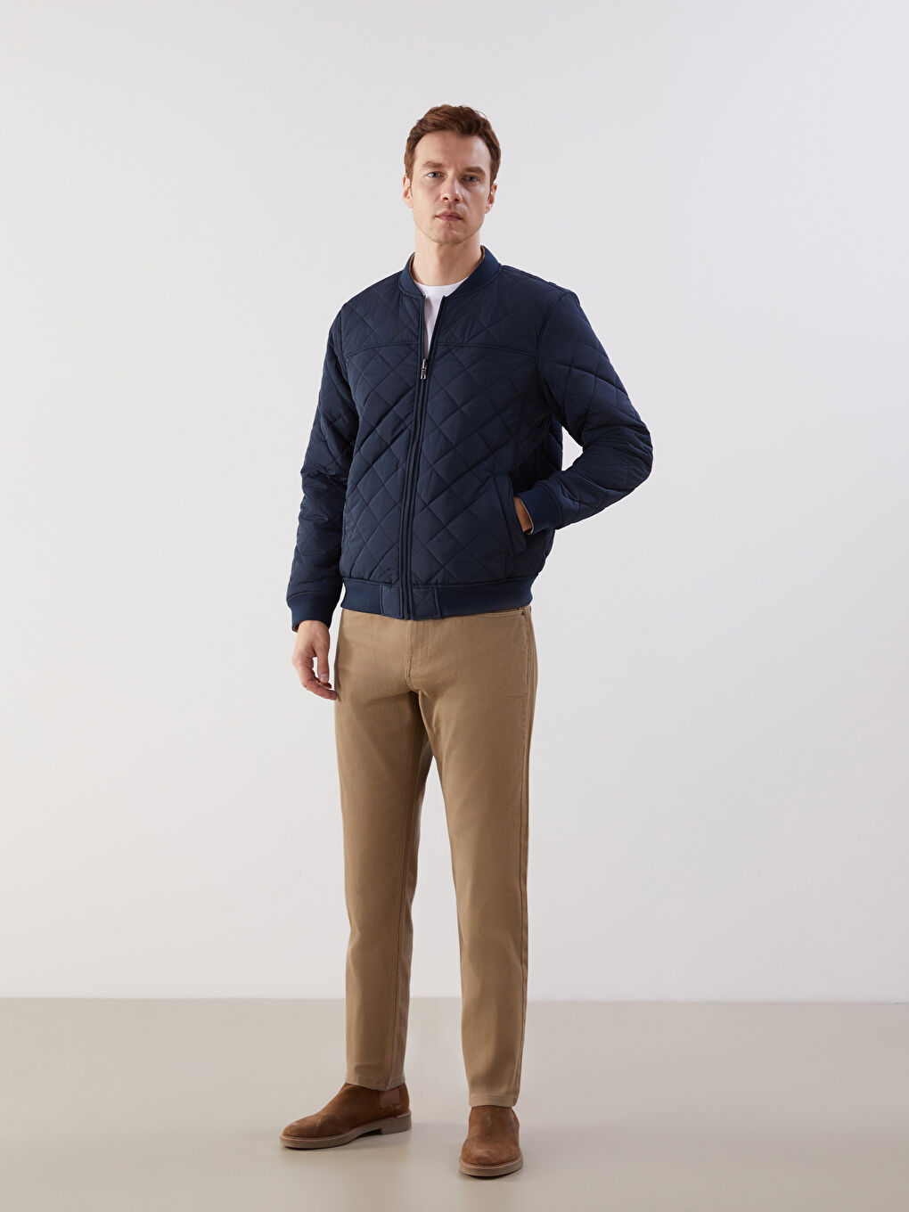 Мужской бомбер стандартного кроя с воротником колледж-3