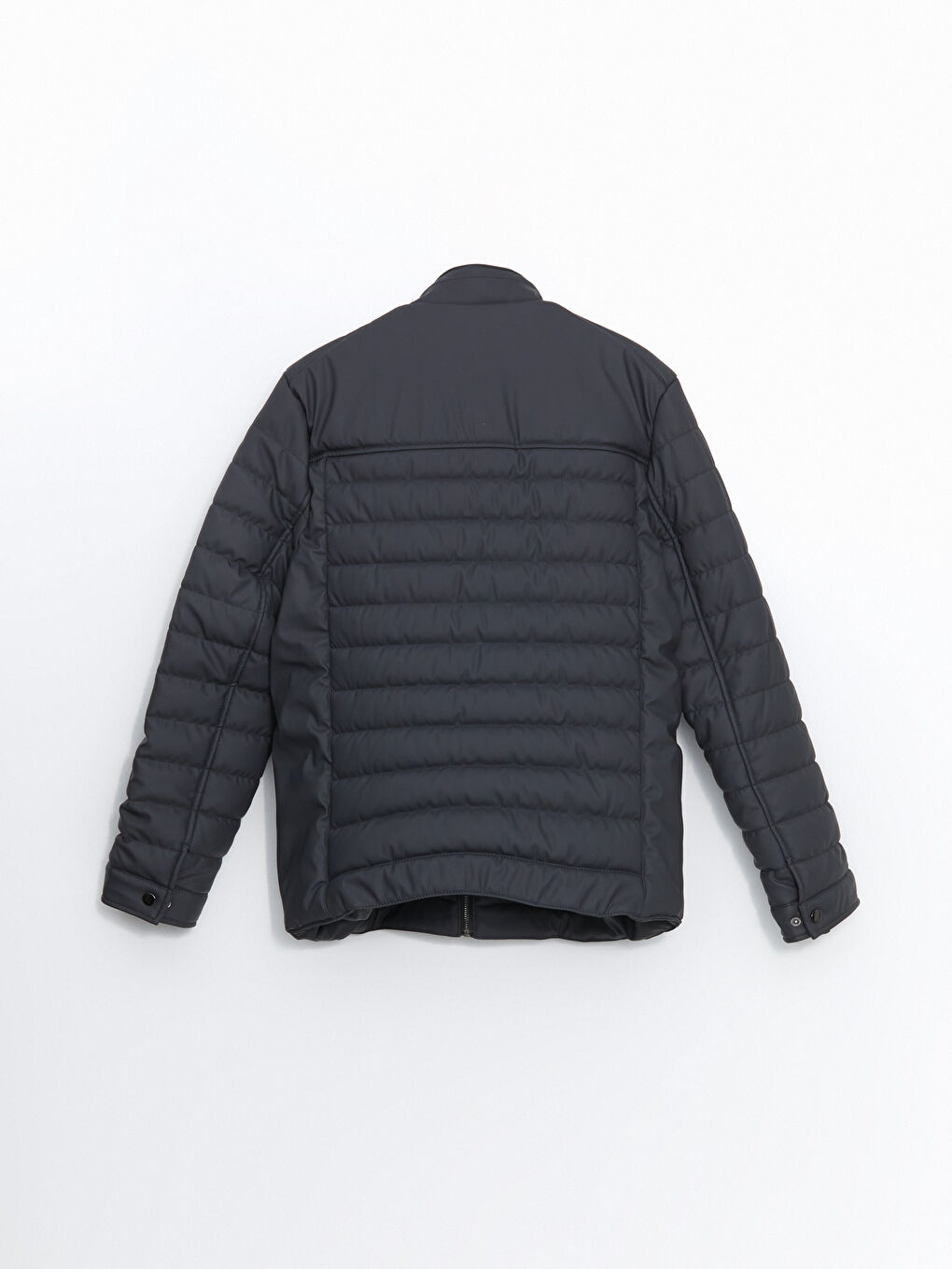 Antrasit Standart Kalıp Dik Yaka Erkek Deri Görünümlü Mont-7